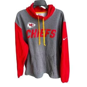 KANSAS CITY CHIEFS NFL NIKE gray red straight hem hoodie sweatshirt Size L